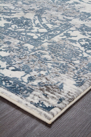 Yasmin Distressed Transitional Rug White Blue Grey - Floorsome - Modern