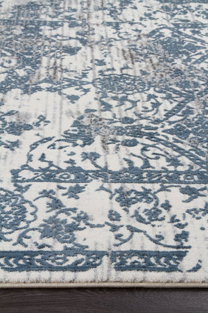 Yasmin Distressed Transitional Rug White Blue Grey - Floorsome - Modern