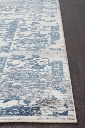 Yasmin Distressed Transitional Rug White Blue Grey - Floorsome - Modern