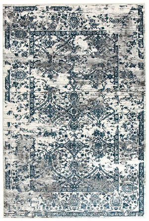 Yasmin Distressed Transitional Rug White Blue Grey - Floorsome - Modern