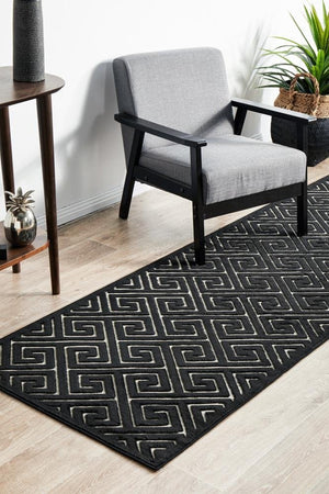 York Alice Black & Gold Runner Rug - Floorsome - YORK COLLECTION