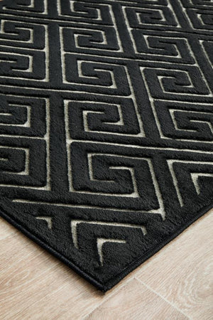 York Alice Black & Gold Runner Rug - Floorsome - YORK COLLECTION