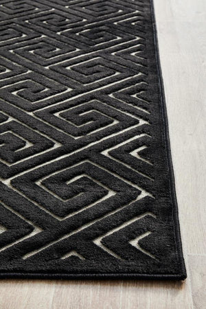 York Alice Black & Gold Runner Rug - Floorsome - YORK COLLECTION