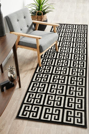 York Brenda Black & Gold Runner Rug - Floorsome - YORK COLLECTION