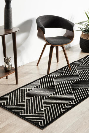 York Cindy Black & Gold Runner Rug - Floorsome - YORK COLLECTION