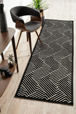 York Cindy Black & Gold Runner Rug - Floorsome - YORK COLLECTION