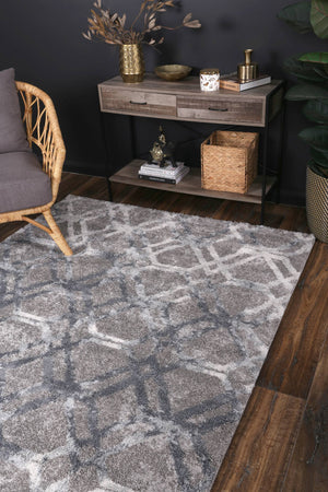 Yuzil Blue Lattice Rug - Floorsome - Rug