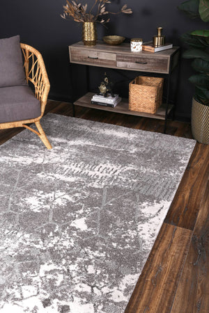 Yuzil Grey Abstract Rug - Floorsome - Rug