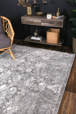 Yuzil Grey Floral Rug - Floorsome - Rug