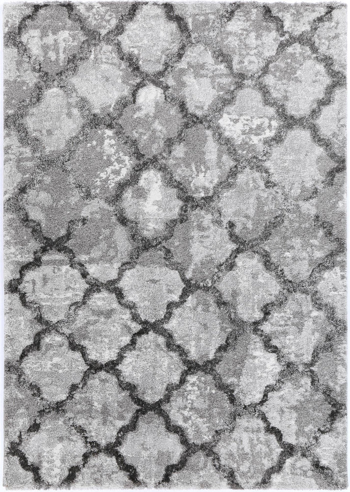 Yuzil Grey Lattice Rug