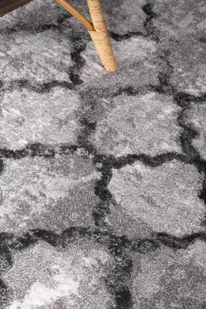 Yuzil Grey Lattice Rug - Floorsome - Rug