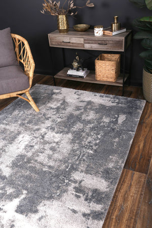 Yuzil Grey White Abstract Rug - Floorsome - Rug