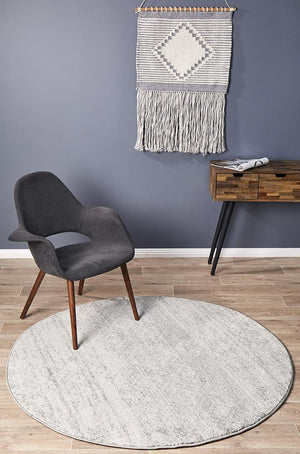 Zelda Silver Grey Round Rug - Floorsome - Modern