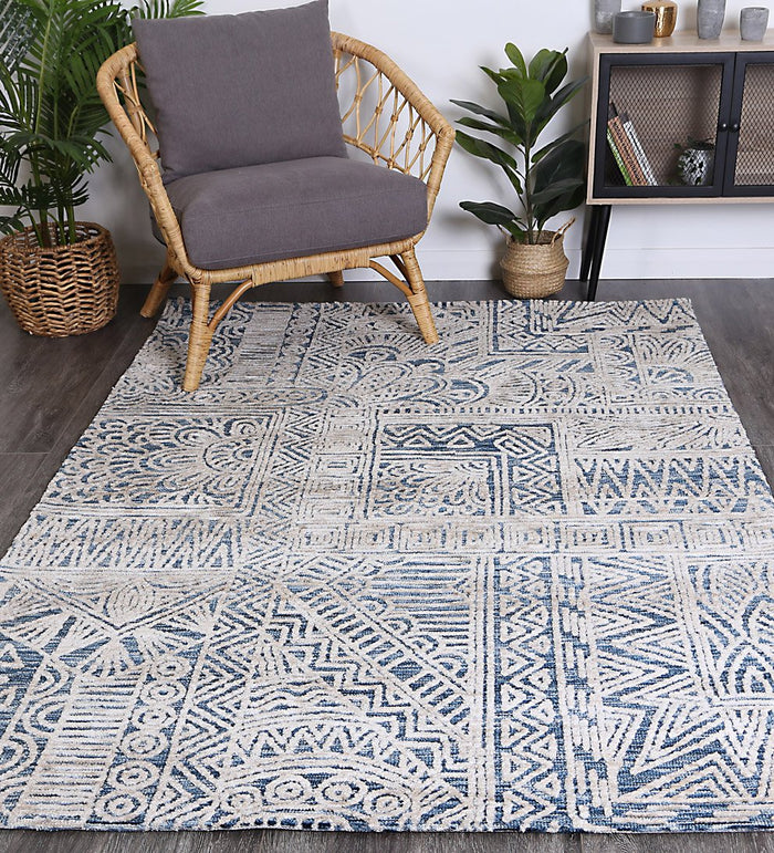 Alayah Navy Flower Rug