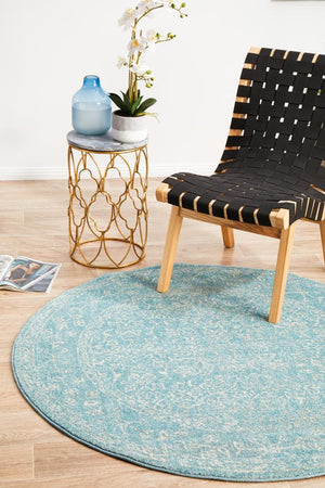 Depth Blue Transitional Round Rug - Floorsome