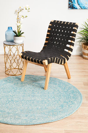 Depth Blue Transitional Round Rug - Floorsome