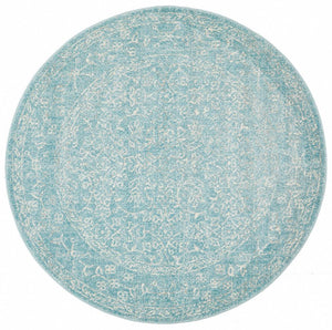 Depth Blue Transitional Round Rug - Floorsome