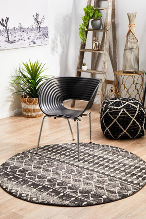 Simplicity Black Transitional Round Rug