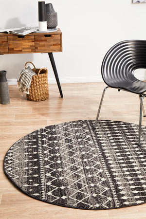 Simplicity Black Transitional Round Rug