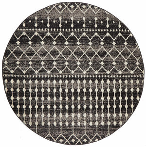 Simplicity Black Transitional Round Rug