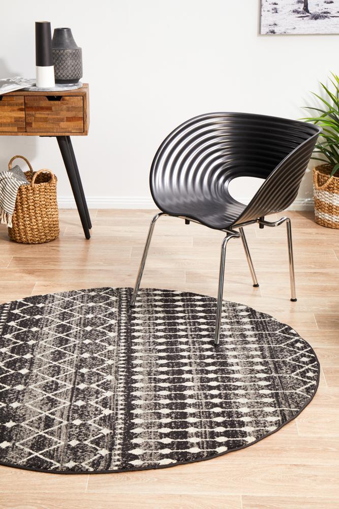 Simplicity Black Transitional Round Rug