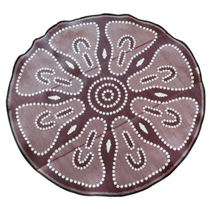 WITCHETTY GRUB Aboriginal Design Recycled Mat, White & Burgundy 2.7m